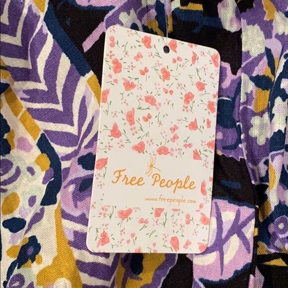 Free People Summer in Tulum Dark Combo Keyhole Tunic Blouse Size S NWT - Picture 5 of 7